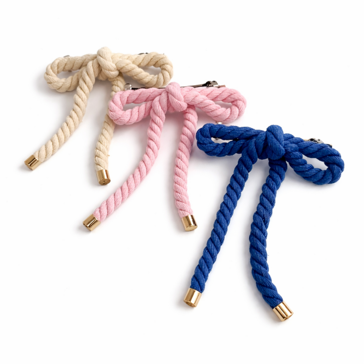 Nautical And Preppy Rope Bow Hair Barrette Clip