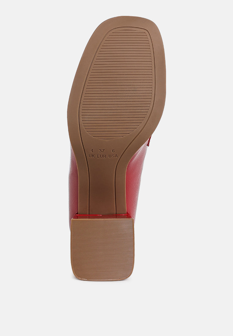 Penny Strap Patent Block Heel Loafers