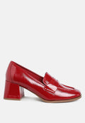 Penny Strap Patent Block Heel Loafers