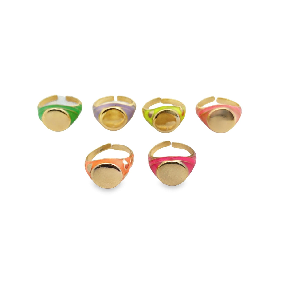 Adjustable 18K Gold-Filled Enamel Rings
