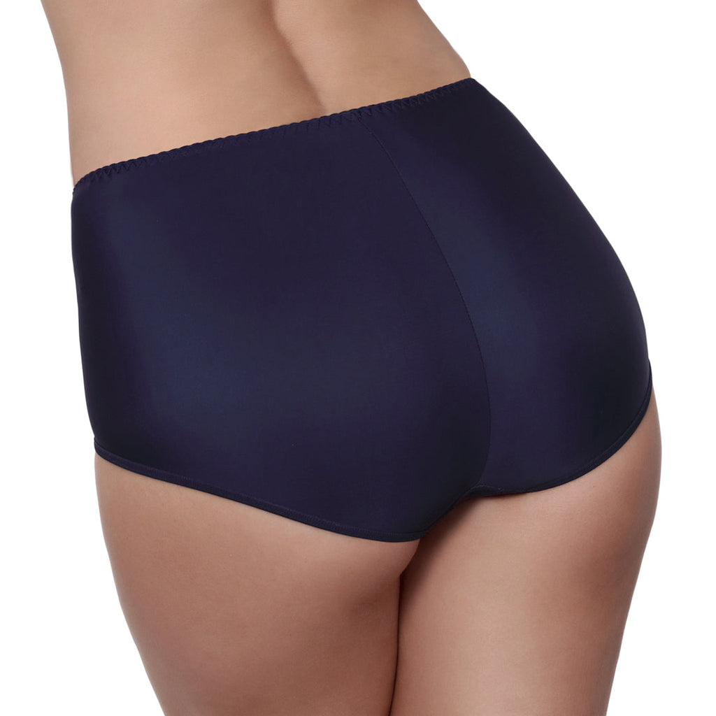Blue Embroidered Full Brief Panty