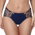 Blue Embroidered Full Brief Panty