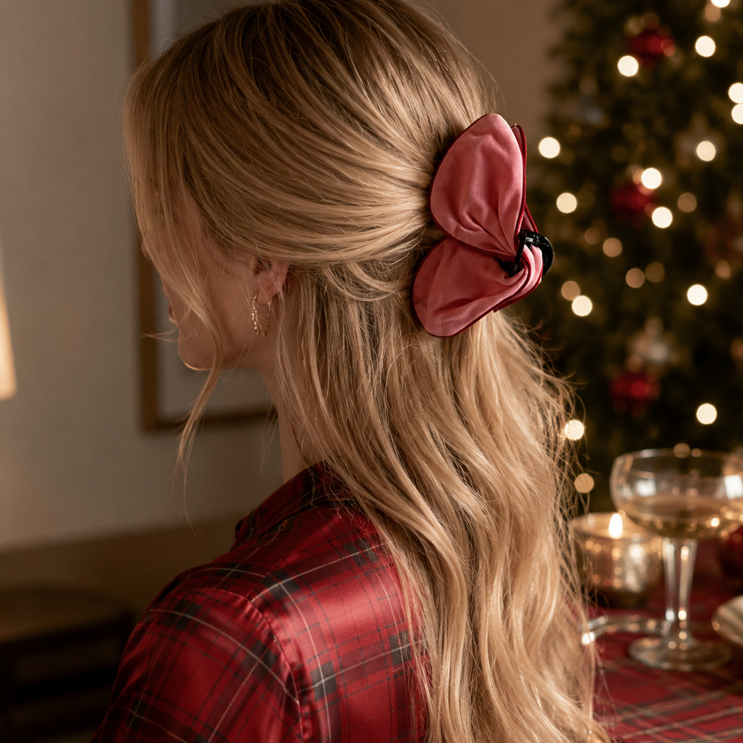 Ellison+Young Velvet Piped Butterfly Hair Claw Clip-3