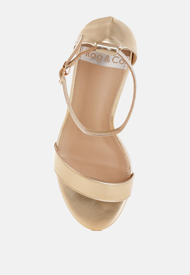 Buckled Metallic Wedge Heel Sandals
