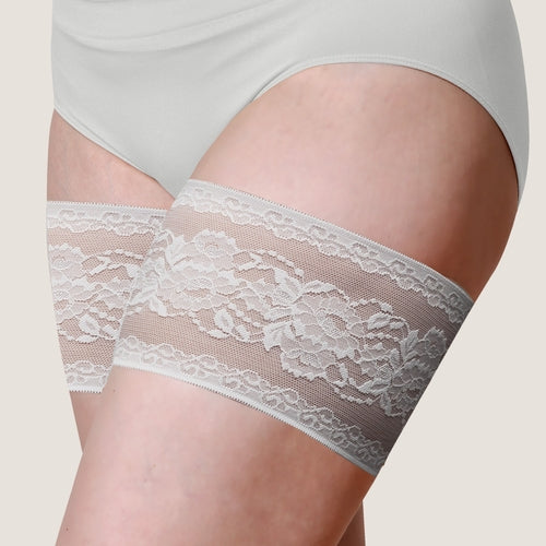 White Anti-Chafing Thigh Bands | Floral Print Lace