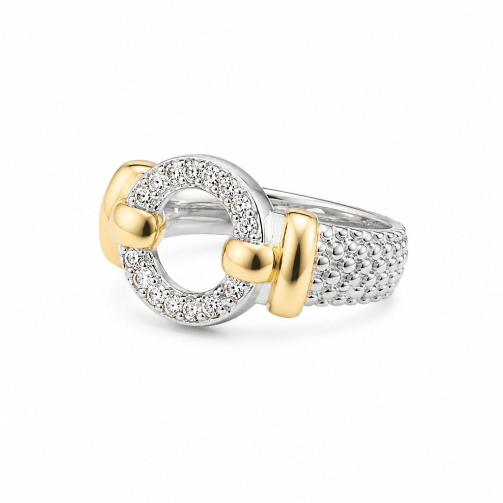 Two Tone Rhinestone Accented Ring