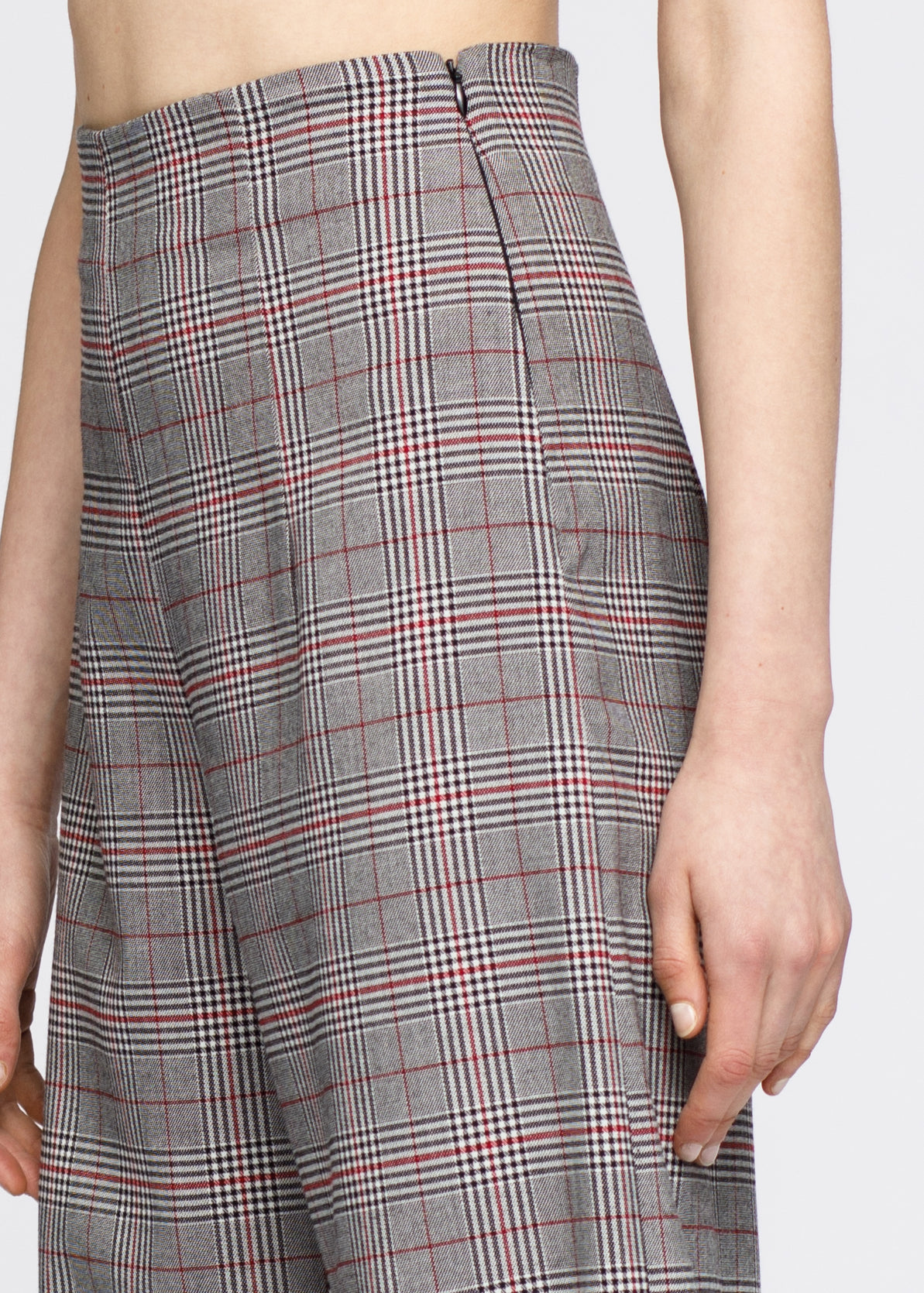Multi Glen Plaid High Waist Wide Leg Pants In Grey Plaid