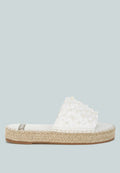 Wooden Pearl Embellished Espadrilles Flats