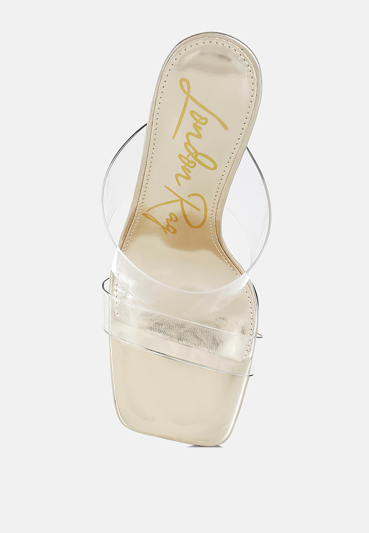 Clear Metallic Wedge Heel Sandals
