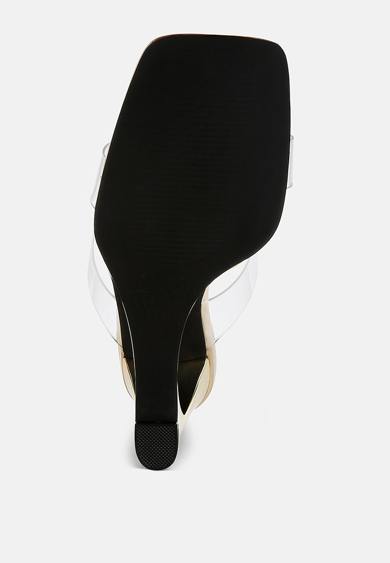 Clear Metallic Wedge Heel Sandals