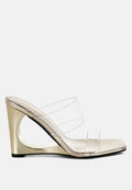 Clear Metallic Wedge Heel Sandals