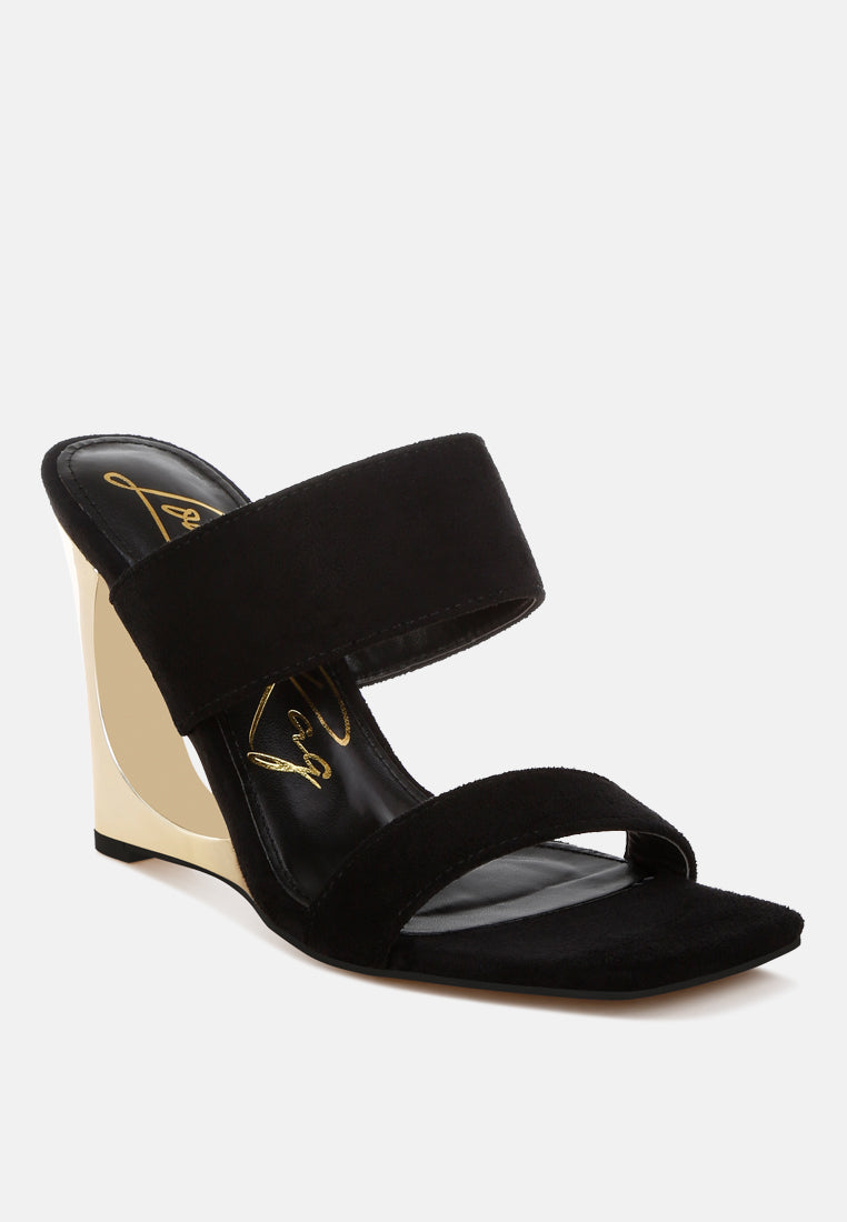 Sculpted Microfiber Wedge Slip-On Sandals