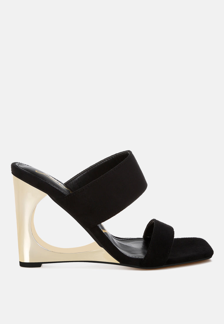 Sculpted Microfiber Wedge Slip-On Sandals