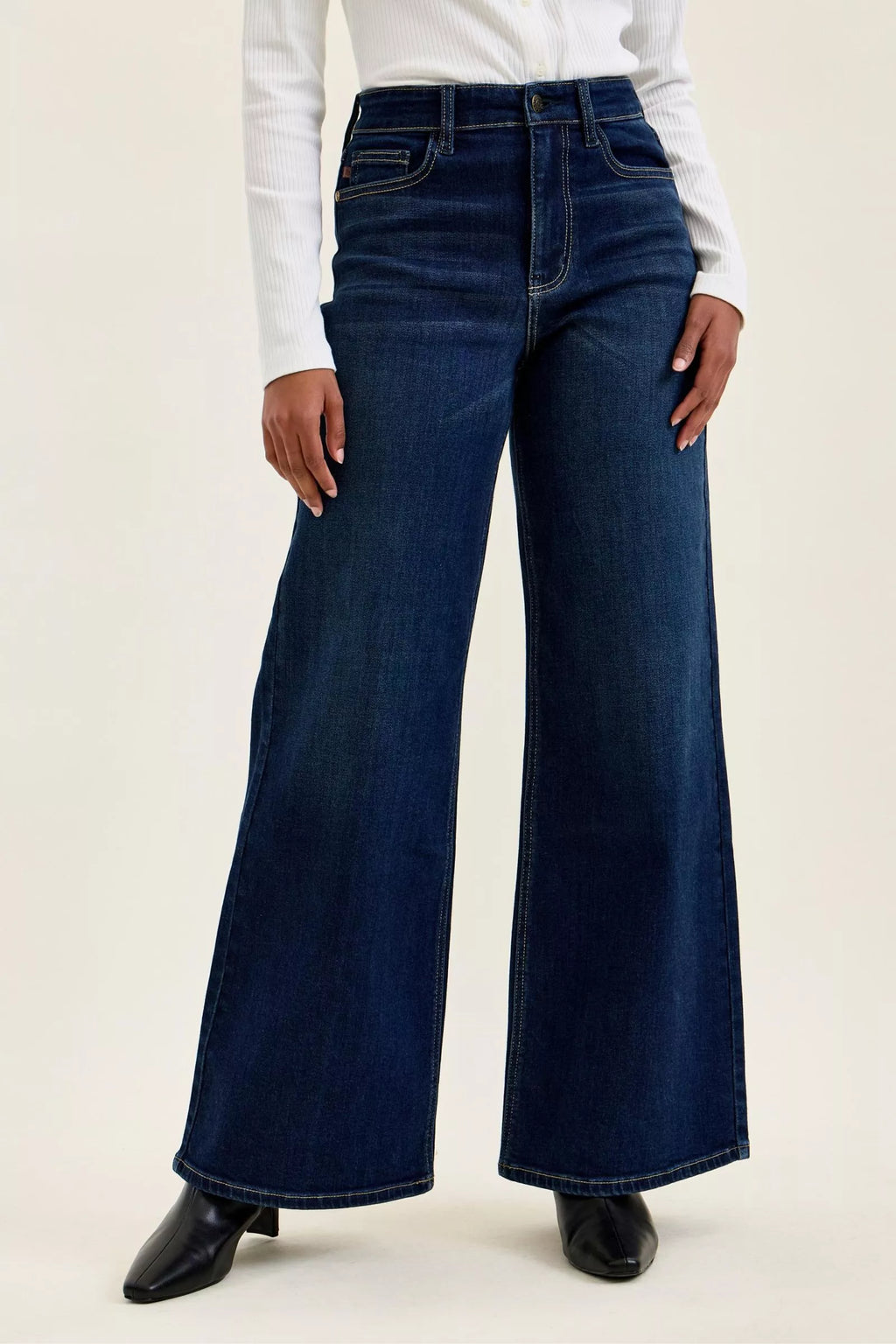 High-Waisted Wide-Leg Dark Wash Jeans