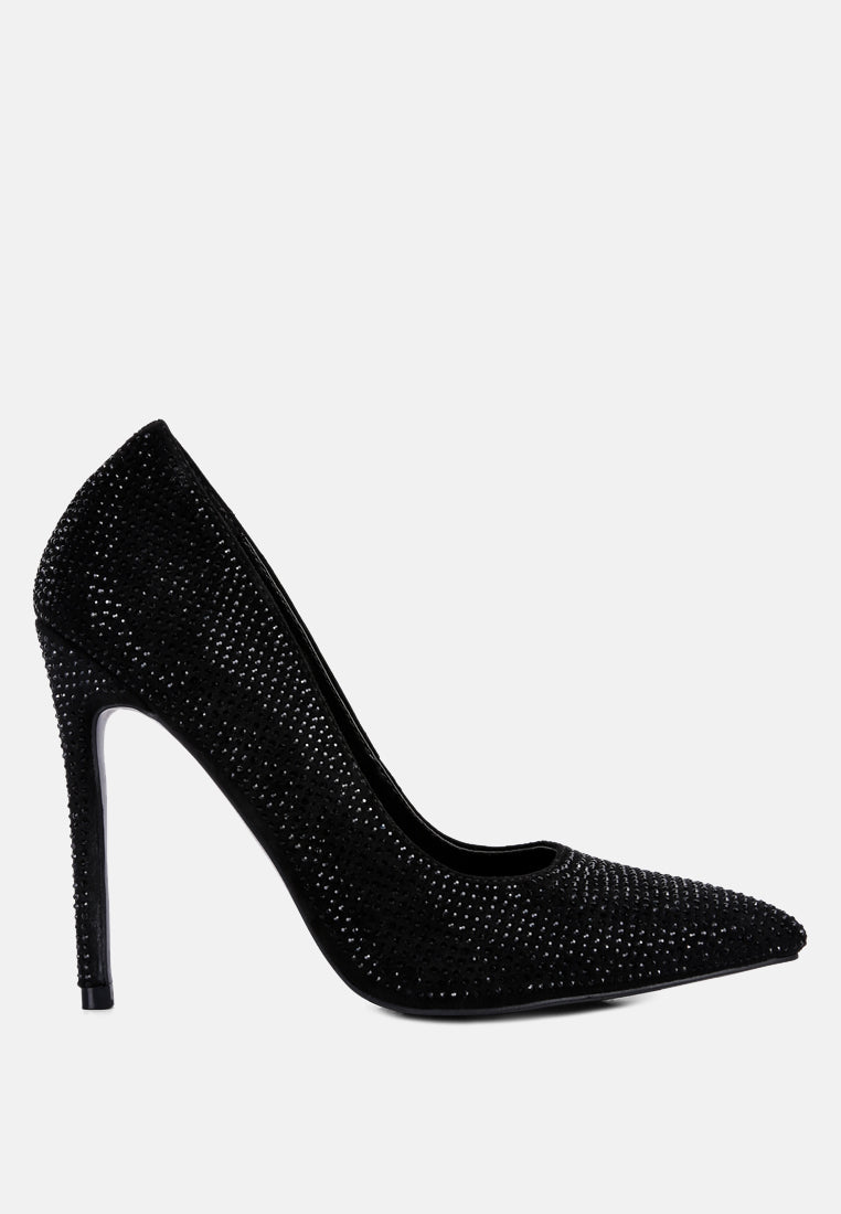 Heat-seal Diamante Detailed Court Heels