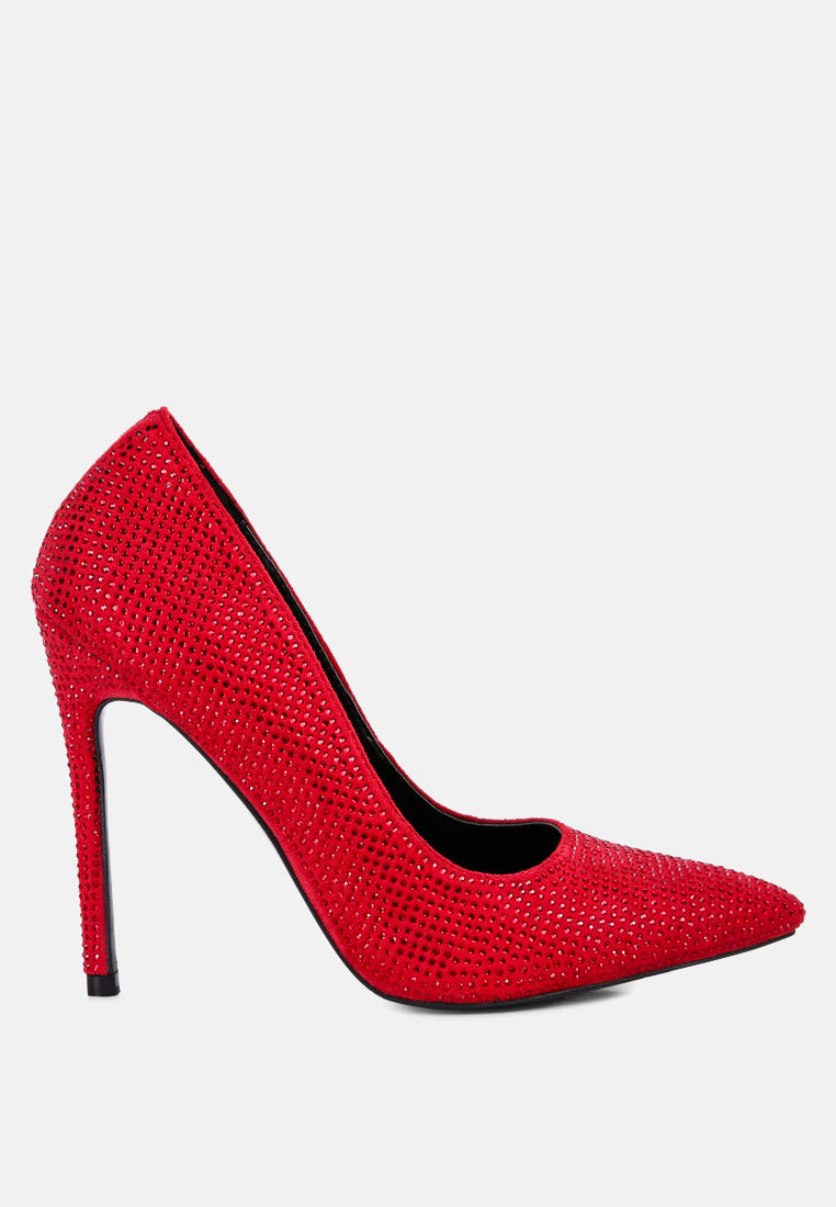 Heat-seal Diamante Detailed Court Heels