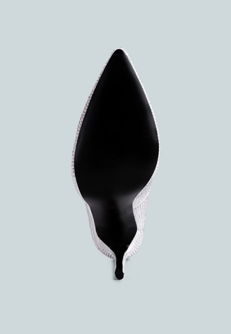 Heat-seal Diamante Detailed Court Heels