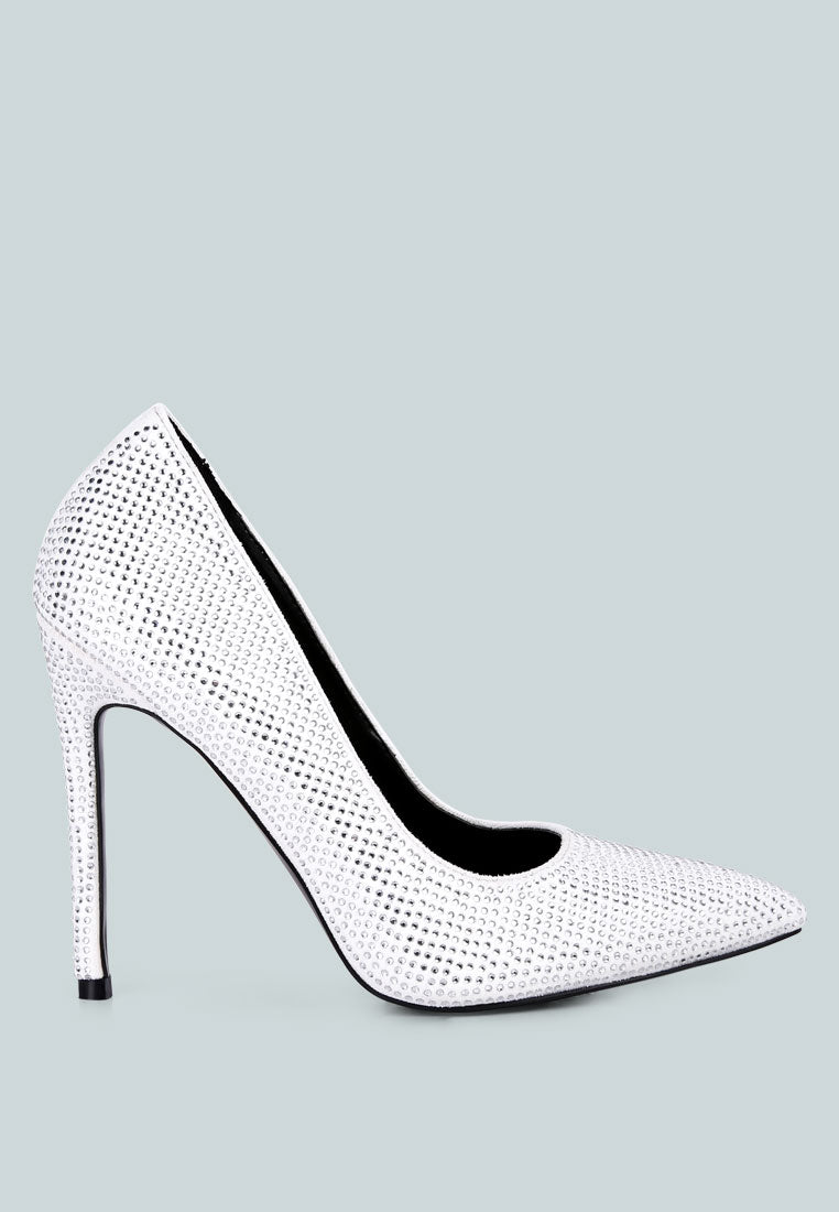 Heat-seal Diamante Detailed Court Heels