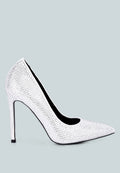 Heat-seal Diamante Detailed Court Heels