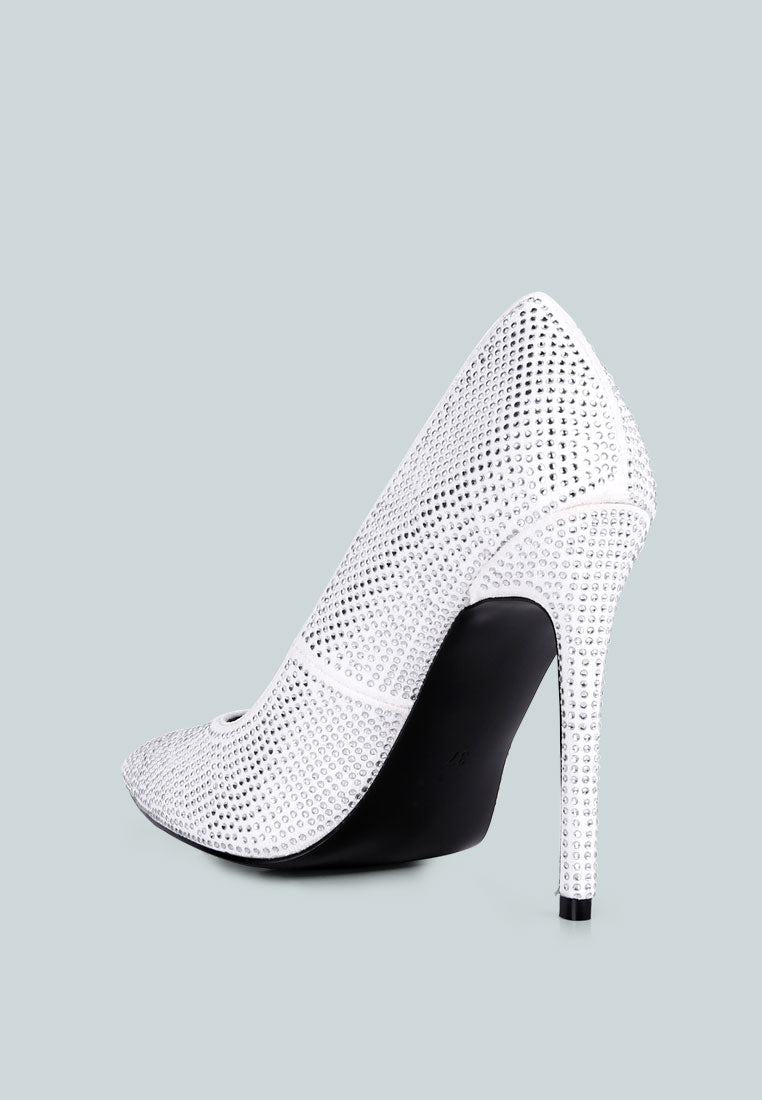 Heat-seal Diamante Detailed Court Heels