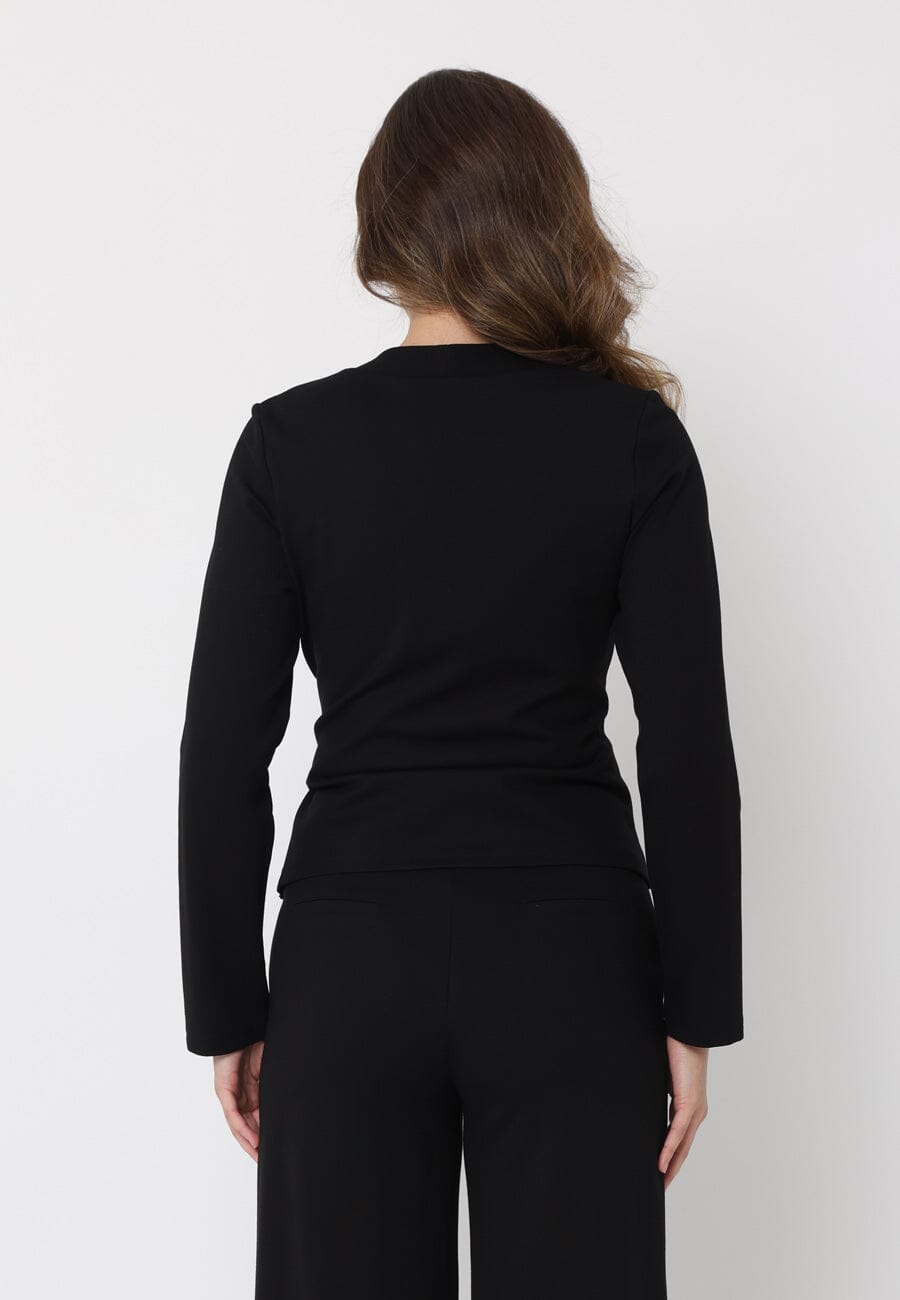 Asymmetric Wrap Style V-Neck Long Sleeve Blazer Jacket