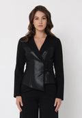 Asymmetric Wrap Style V-Neck Long Sleeve Blazer Jacket