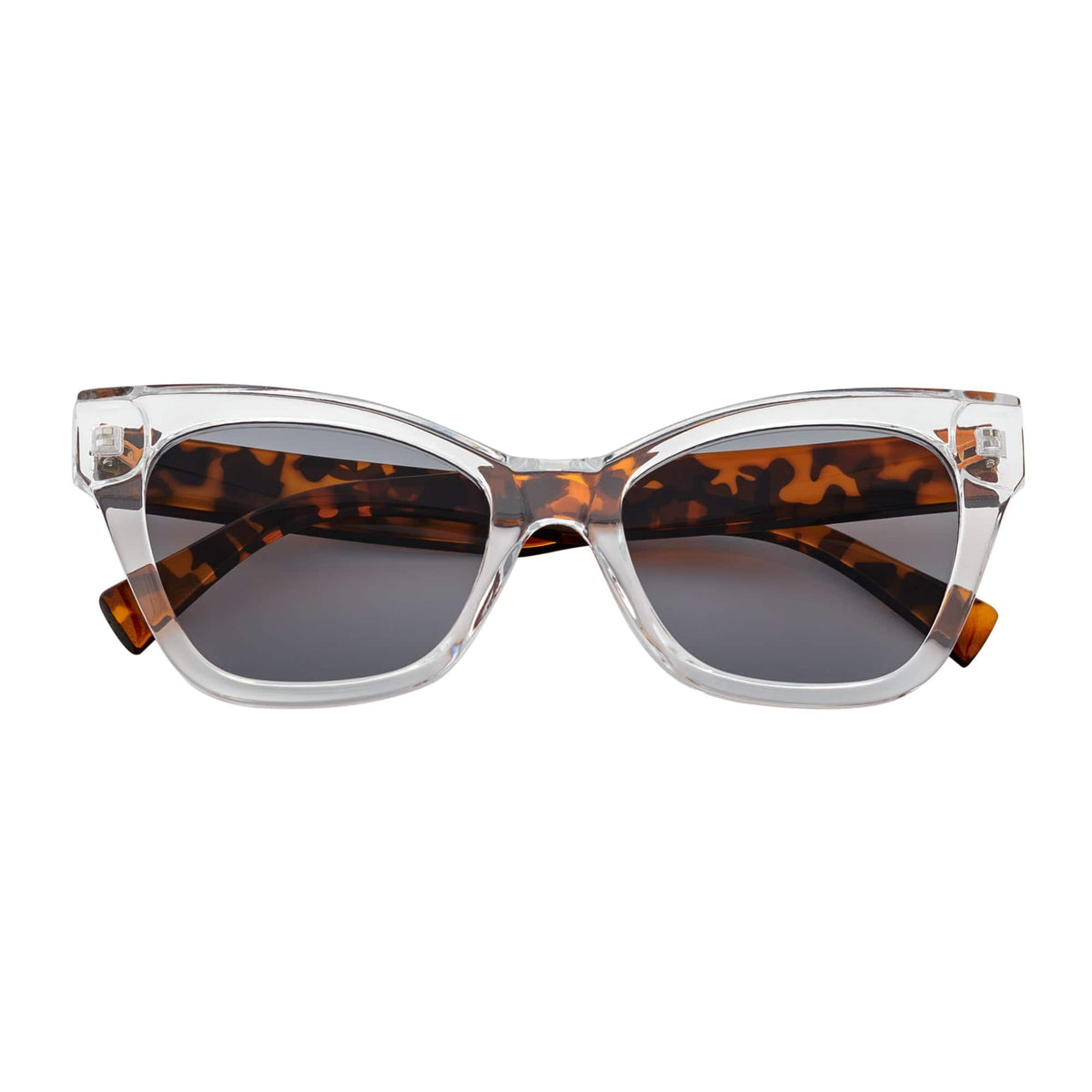 Rounded Oversize Cat Eye Sunglasses Clear Tortoise