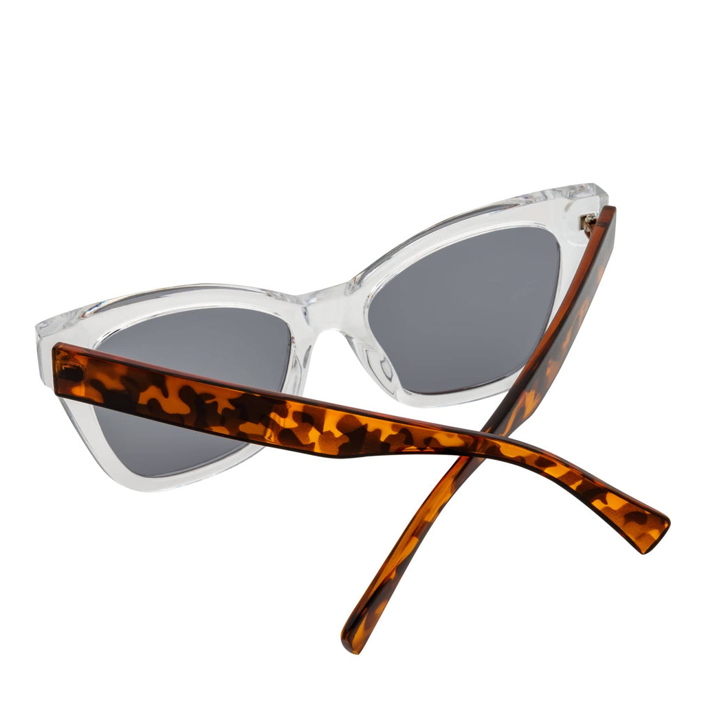 Rounded Oversize Cat Eye Sunglasses Clear Tortoise