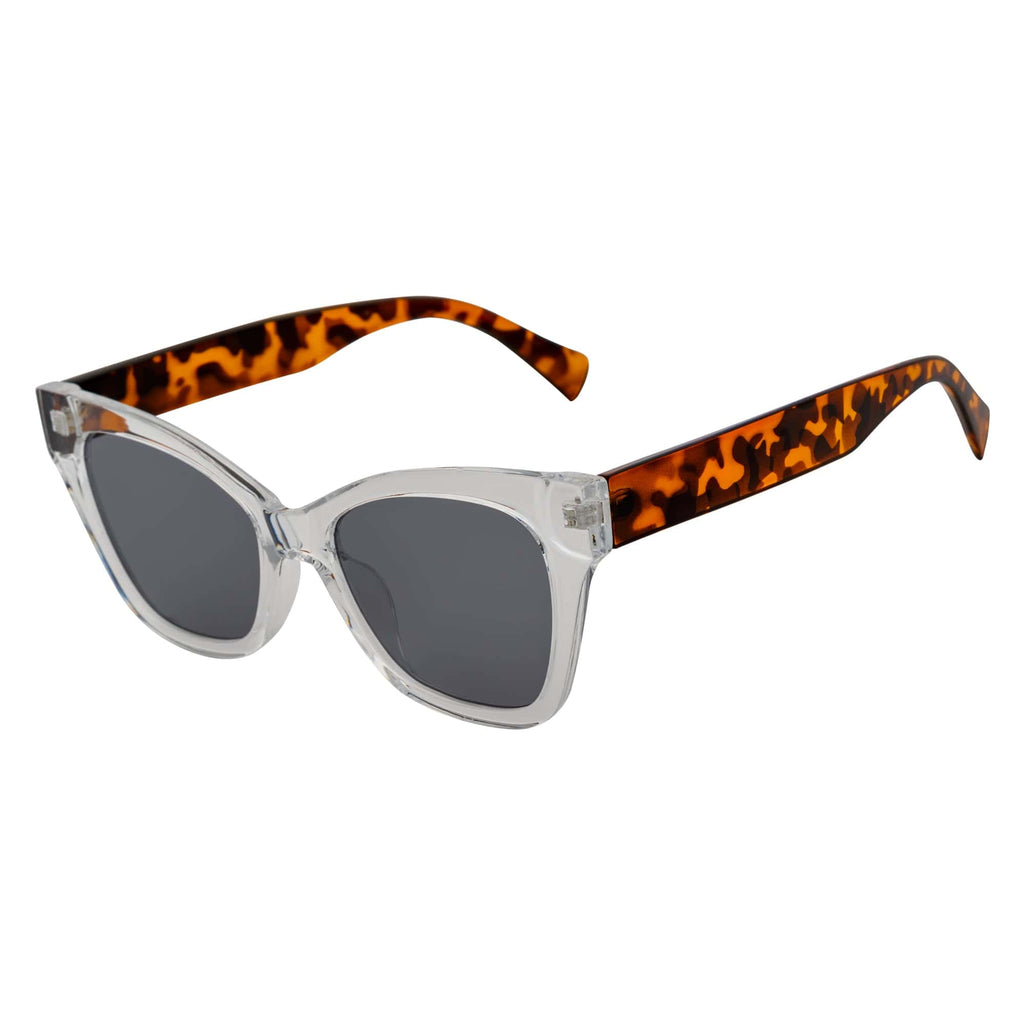 Rounded Oversize Cat Eye Sunglasses Clear Tortoise