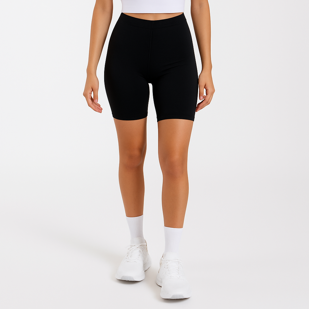 Black Polyester Biker Shorts