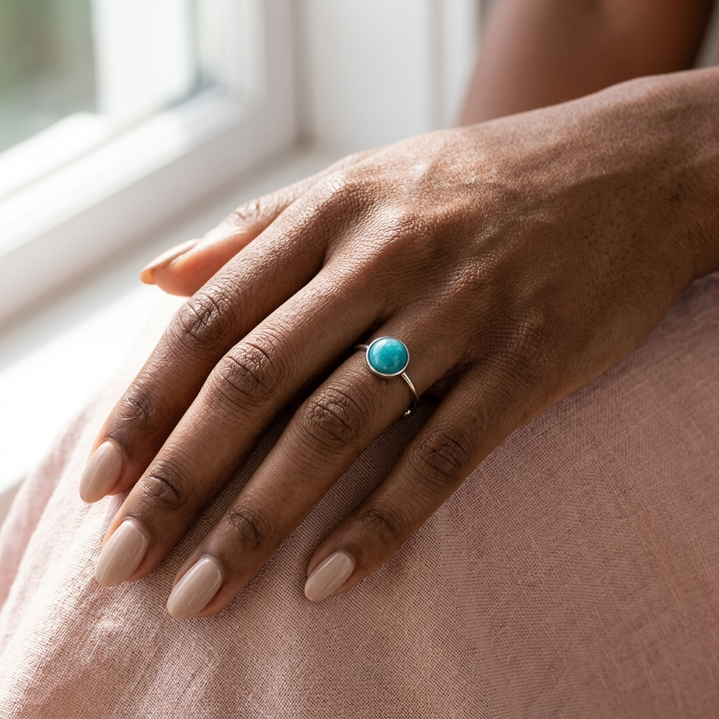 Minimalist Coastal Sterling Silver Plated Turquoise Ring