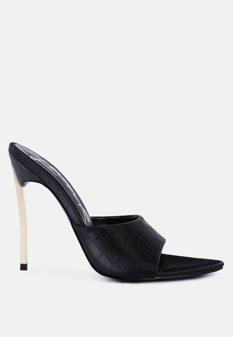 Crescent Strapped Slip On Stiletto Heels