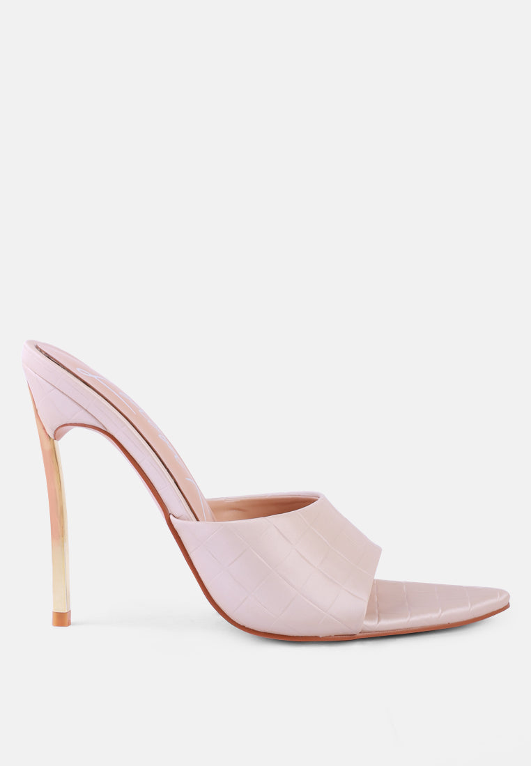 Crescent Strapped Slip On Stiletto Heels