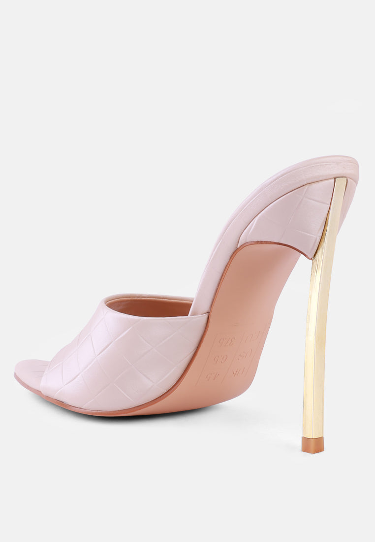 Crescent Strapped Slip On Stiletto Heels