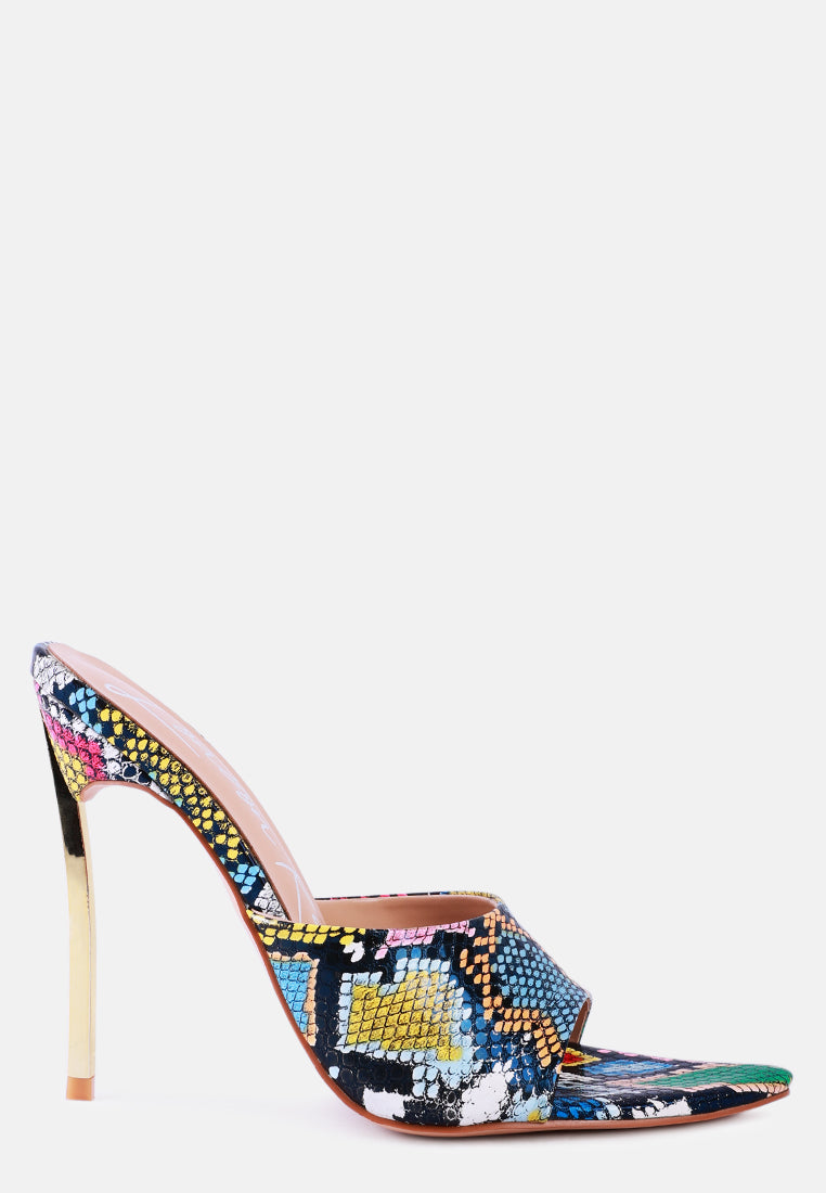 Crescent Strapped Slip On Stiletto Heels