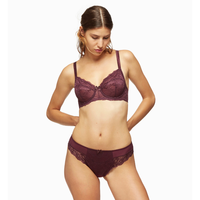 Full Figure Lace Unlined Bra Elderberry Purple
