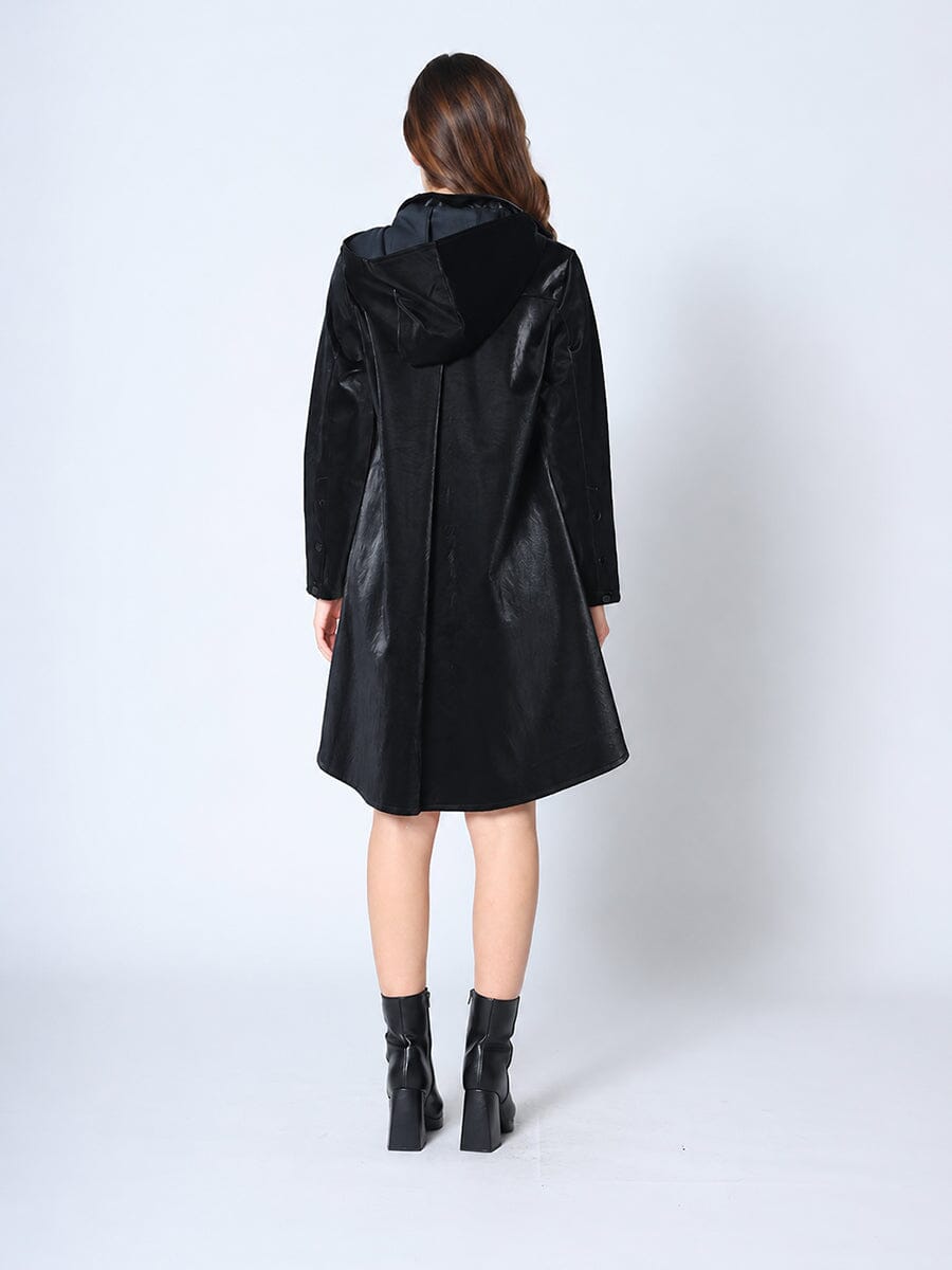 Button Down Glossy Rain Coat