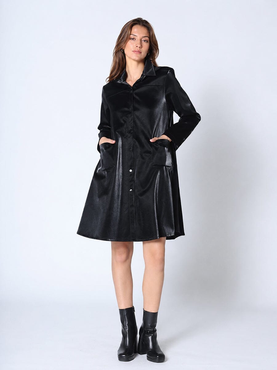 Button Down Glossy Rain Coat