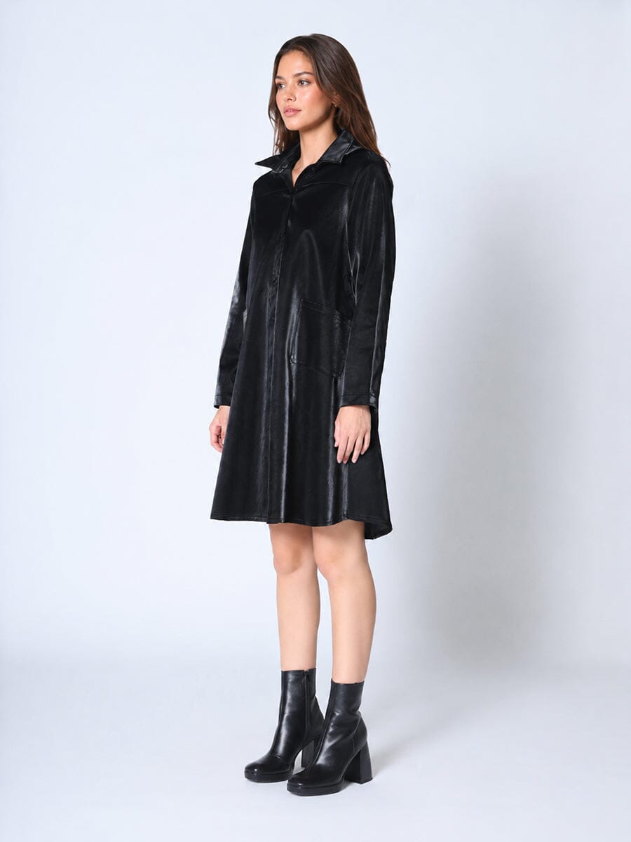 Button Down Glossy Rain Coat