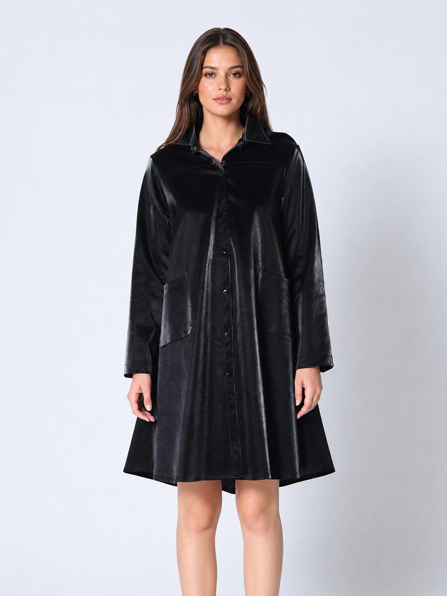 Button Down Glossy Rain Coat