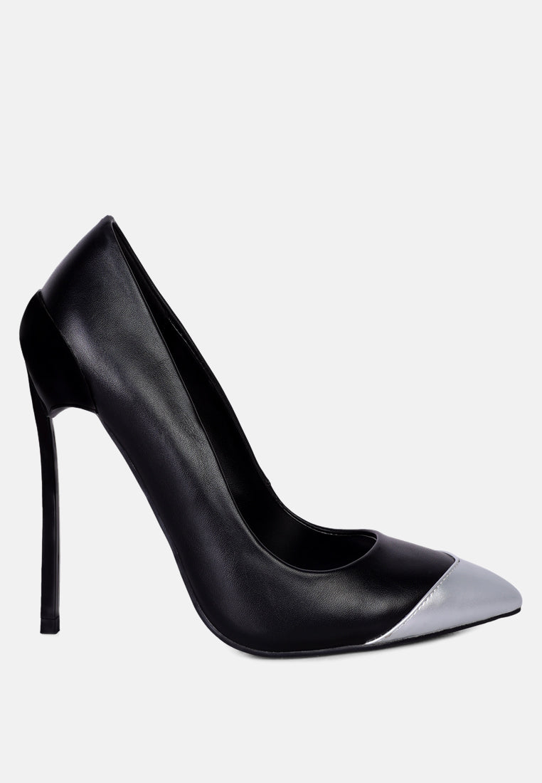Silver Tipped Pointed Toe Stiletto Heels