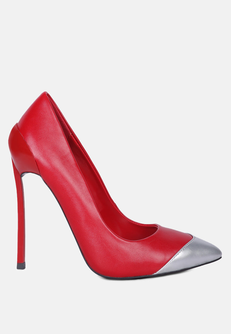 Silver Tipped Pointed Toe Stiletto Heels