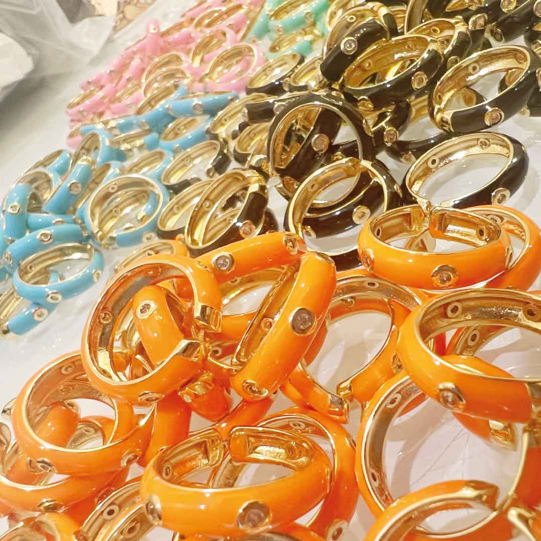 Stackable Caterpillar Gold Plated Enamel Rings