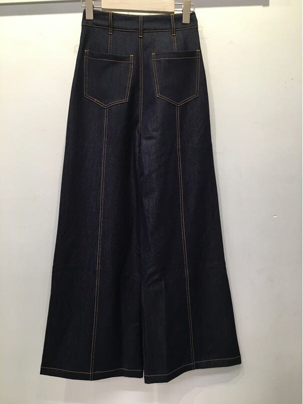 Contrast Stitch Casual Wide Leg Denim Pants