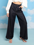 Contrast Stitch Casual Wide Leg Denim Pants