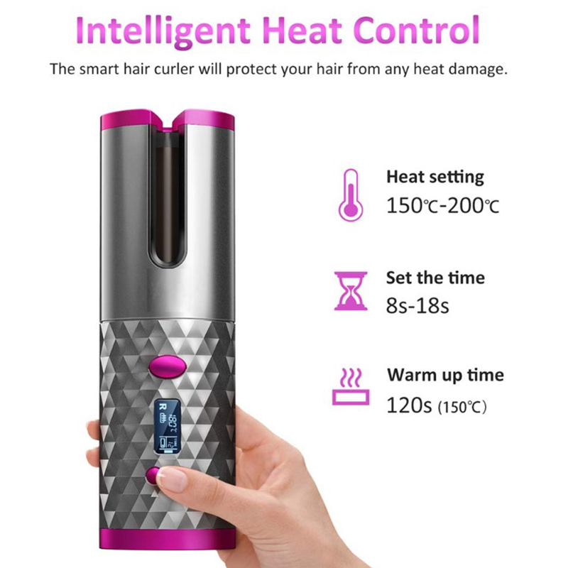 LCD Display Cordless Rotating Hair Curlers & More
