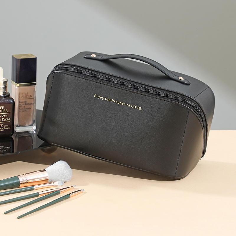 Cosmetic Leather Makeup Bag  Organizer Toiletry Kit