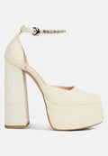 Diamante Embellished Ankle Strap High Block Heel Sandals