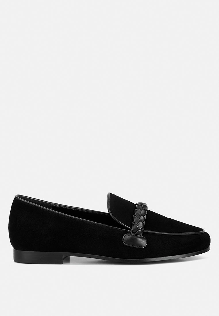 Braided Suede Leather Loafers