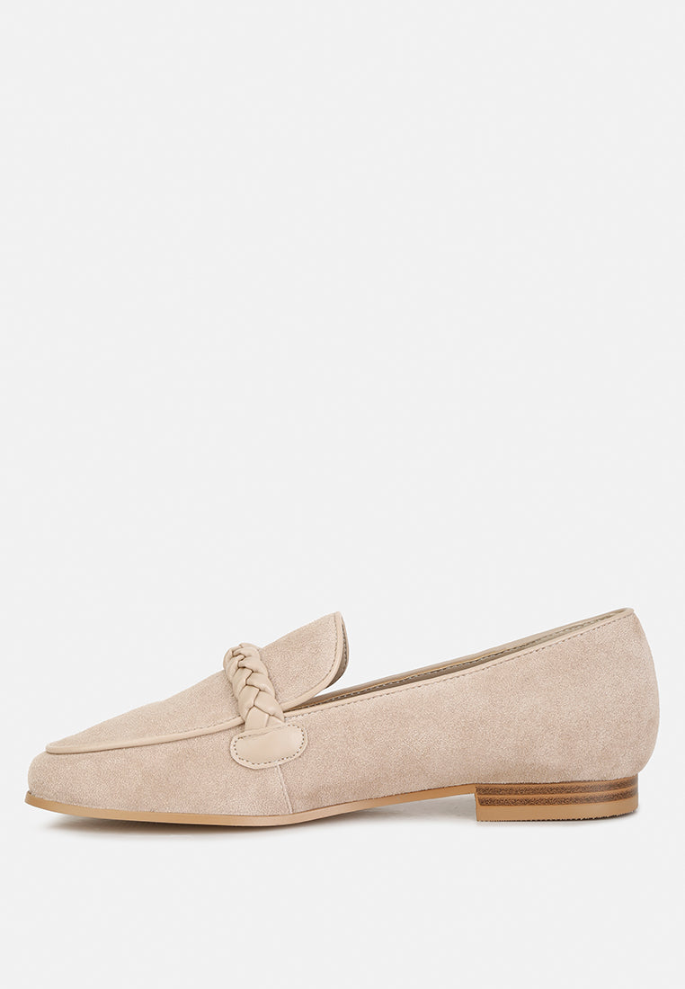 Braided Suede Leather Loafers
